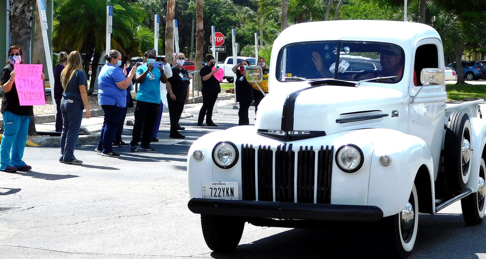 A mini parade of classic cars